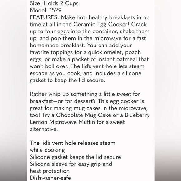Pampered Chef Ceramic egg cooker - Picture 2 of 2